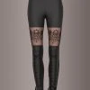 Skull Lace Faux Leather Pants By Punk Rave Black Label