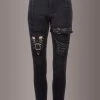 Punk Rave Black Denim Lace Up Jeans With Buckles