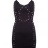Pretty Attitude Black Strappy Sleeveless Mini Dress With Studs White Label