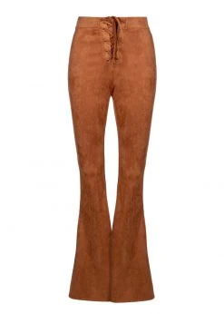 Pretty Attitude White Label Brown Faux Suede Bell Bottom Flare Pants