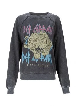 Recycled Karma Def Leppard Love Bites Sweater Long Sleeve Band Shirt White Label