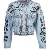 Pretty Attitude Studded Denim Jacket With Graffiti Design