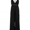 Pretty Attitude White Label Sleevesless Black Lace Jumpsuit With Deep V