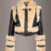 Pretty Attitude Black Faux Leather Coat Jacket With Faux Fur Trim