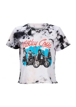 Pretty Attitude Motley Crue Cropped Tie Dye Band Shirt By Prince Peter White Label