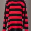 Pretty Attitude Black And Red Striped Oversized Knit Sweater With Straps And Buckles