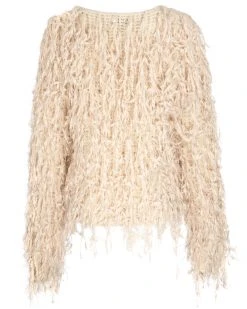 Pretty Attitude White Label Who's That Girl Shaggy Fringe Cardigan