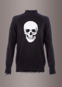 Pretty Attitude Distressed Skull Knit Sweater Black Label