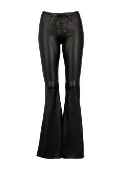 Pretty Attitude Paint It Black Faux Leather Flared Bell Bottom Pants