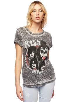 White Label KISS US Tour Acid Wash Band Tee By Recycled Karma