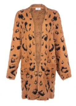 Pretty Attitude Animal Print Open Front Knit Cardigan