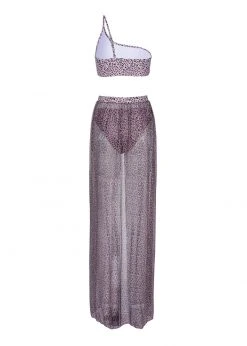 Pretty Attitude Animal Print 3 Piece Swimsuit Set With Maxi Coverup Skirt White Label