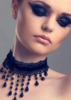 Pretty Attitude Keep It Real Black Lace Choker Necklace Black Label