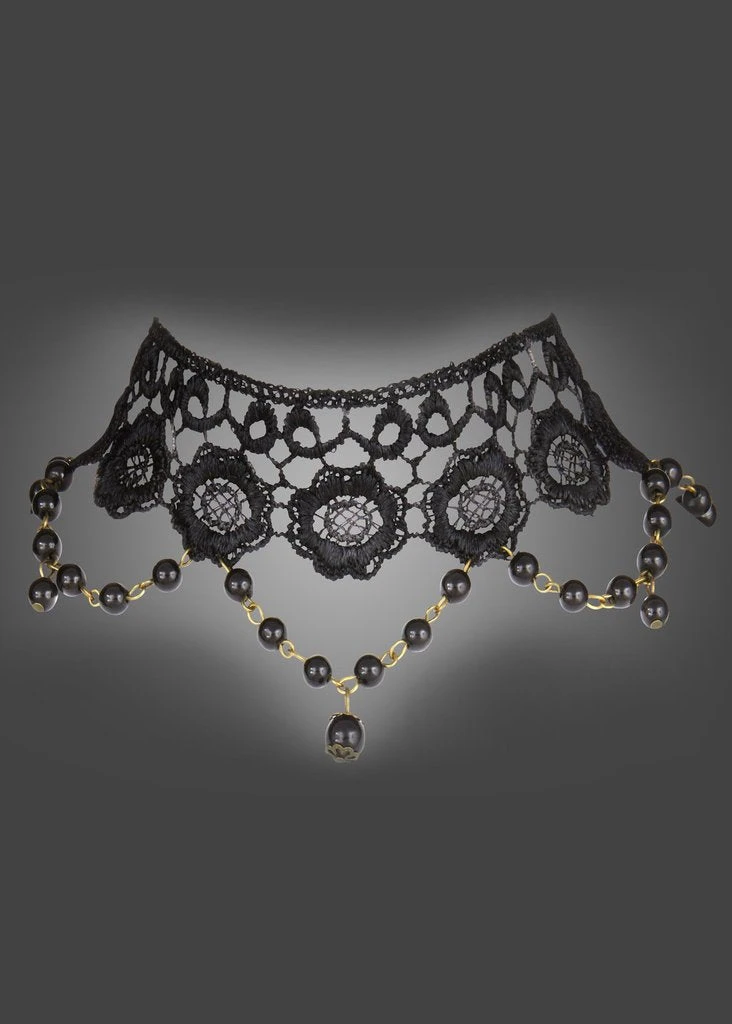 Pretty Attitude Velvet Flowers Choker Black Label