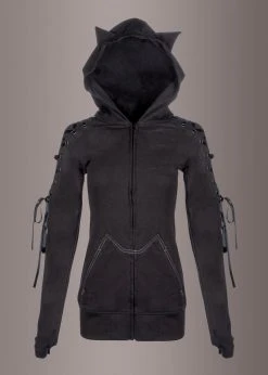 Pretty Attitude Stray Cat Black And White Kitty Full Zip Hoodie