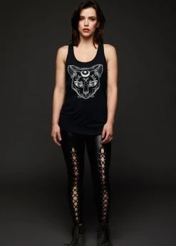 Pretty Attitude Black Label Witchy Woman Black Cat Tank Top