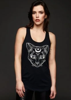 Pretty Attitude Black Label Witchy Woman Black Cat Tank Top