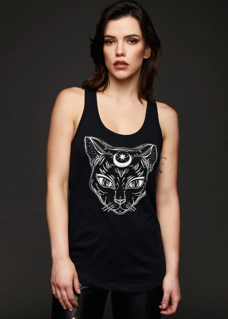 Pretty Attitude Black Label Witchy Woman Black Cat Tank Top