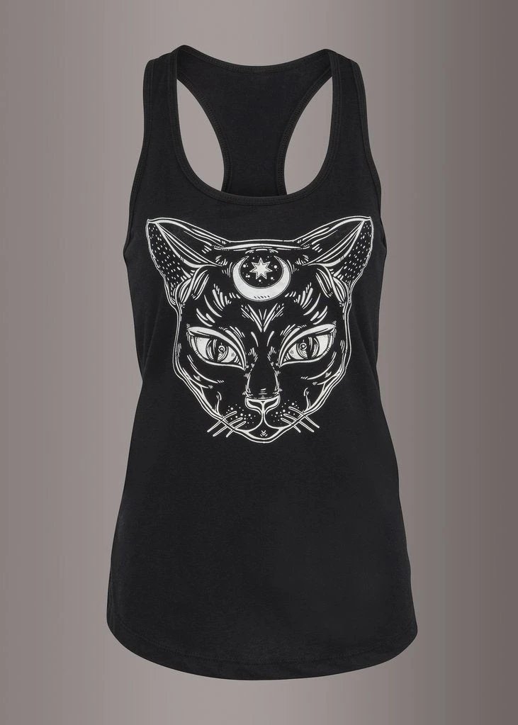 Pretty Attitude Black Label Witchy Woman Black Cat Tank Top
