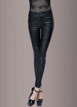 Pretty Attitude Black Label Paint It Black Skinny Fit Vegan Leather Pants
