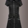 Pretty Attitude Black Goth Mini Dress With Collar, Buckles, Studs And Lacing