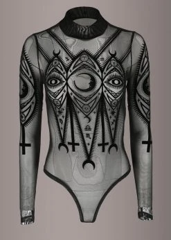 Restyle Moon Magic Sheer Long Sleeve Goth Bodysuit