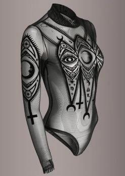 Restyle Moon Magic Sheer Long Sleeve Goth Bodysuit