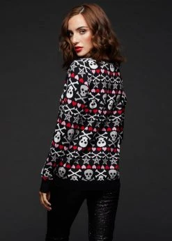 Too Fast Clothing Hearts And Skulls Ugly Christmas Sweater