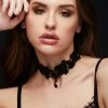 Pretty Attitude Black Lace Beaded Choker Necklace Black Label