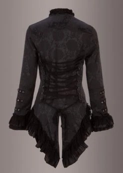 Pretty Attitude Black Label Elegant Black Victorian Jacket With Lace Embellishments