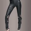 Pretty Attitude Faux Leather Lace Up Pants With Buckles Black Label