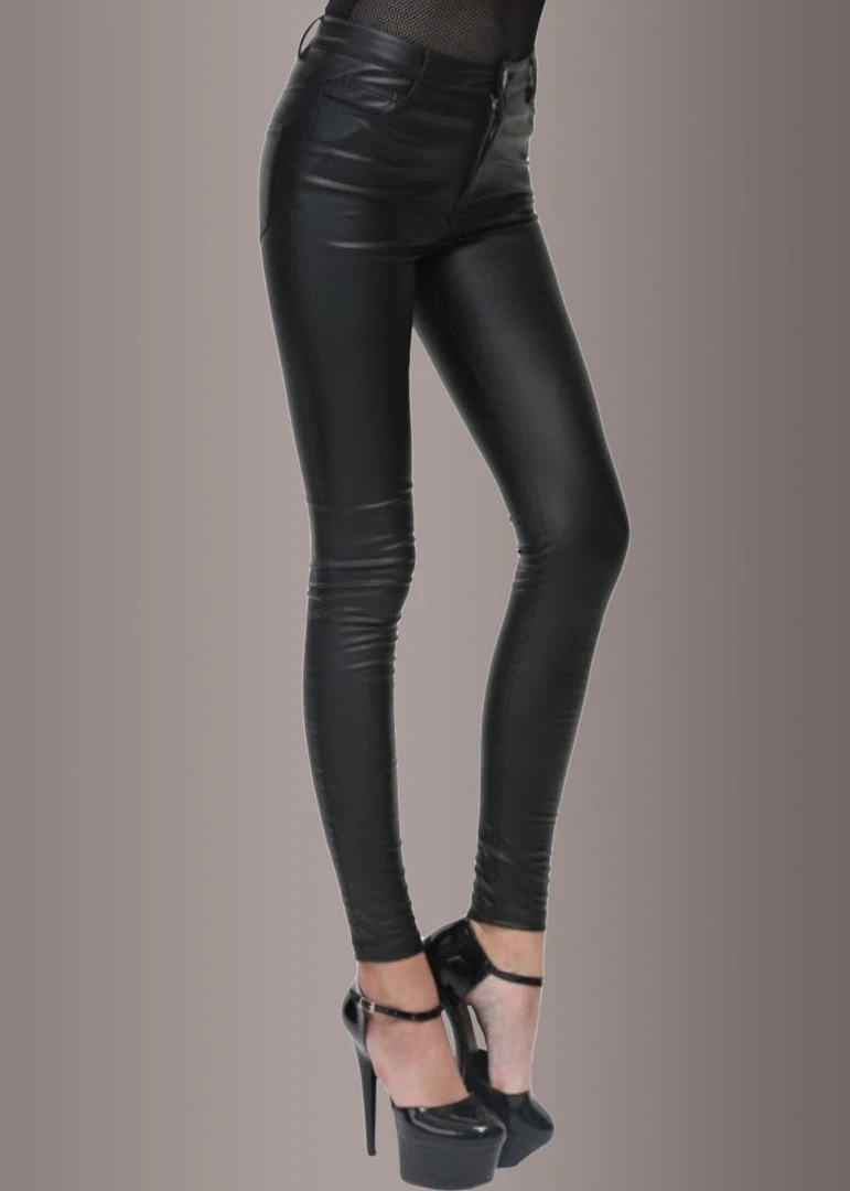 Pretty Attitude Black Label Paint It Black Skinny Fit Vegan Leather Pants