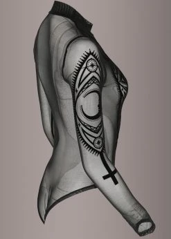 Restyle Moon Magic Sheer Long Sleeve Goth Bodysuit