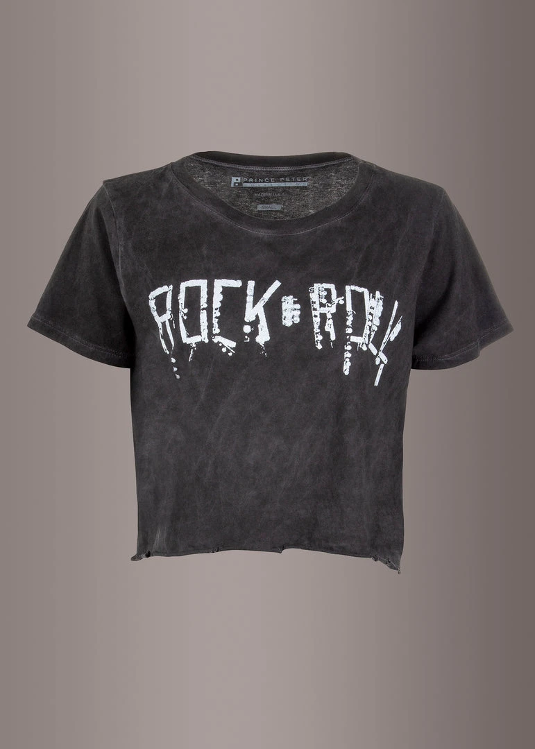 Pretty Attitude Black Cropped Rock 'n' Roll Tee