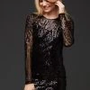 Pretty Attitude Long Sleeve Open Back Sequin Dress