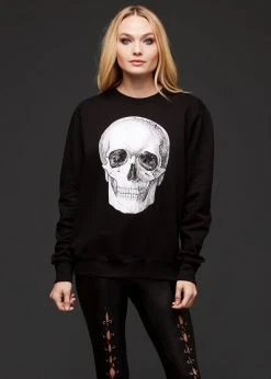 Pretty Attitude Black Skull Sweater Long Sleeve Sweatshirt