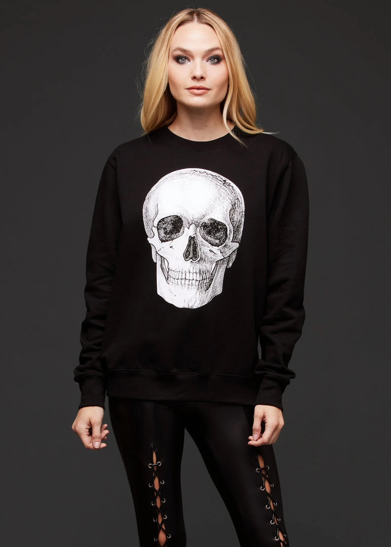 Pretty Attitude Black Skull Sweater Long Sleeve Sweatshirt