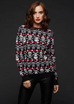 Too Fast Clothing Hearts And Skulls Ugly Christmas Sweater