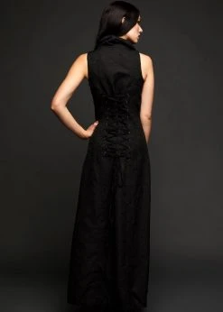 Pretty Attitude Black Long Sleeveless Gothic Coat Black Label