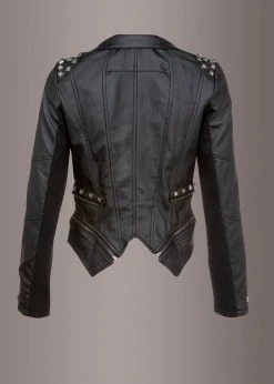 Pretty Attitude Black Label Rockstar Black Studded Moto Biker Jacket