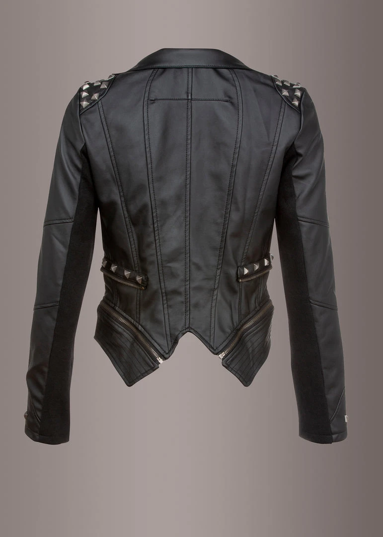 Pretty Attitude Black Label Rockstar Black Studded Moto Biker Jacket
