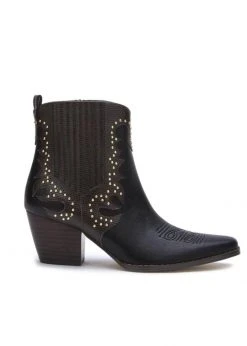 White Label Eliza Black Studded Western Ankle Boots By Matisse