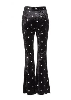 Pretty Attitude Starlight Black Velvet Flared Bell Bottom Pants White Label