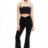 Pretty Attitude Starlight Black Velvet Flared Bell Bottom Pants White Label
