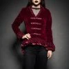 Pretty Attitude Velvet Vision Burgundy Tail Jacket With Back Lacing