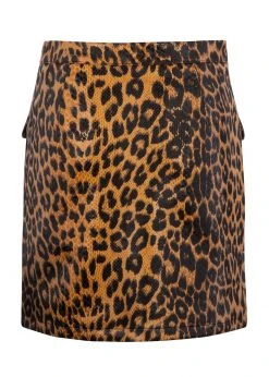 Pretty Attitude White Label Leopard Animal Print Mini Skirt With Zipper Detailing