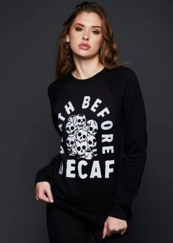 Pyknic Death Before Decaf Skull Sweatshirt