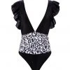 Pretty Attitude Leopard Print Deep V One Piece Swimsuit