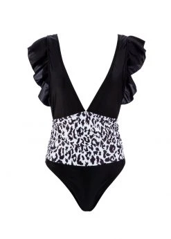 Pretty Attitude Leopard Print Deep V One Piece Swimsuit