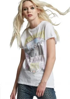 Recycled Karma White Label White Def Leppard Hysteria Tour Band Tee